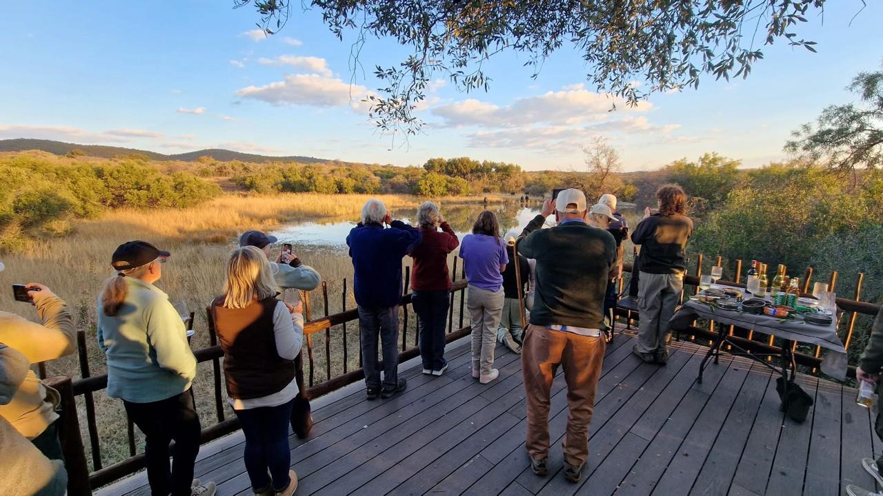 Sundowners on the waterhole deck